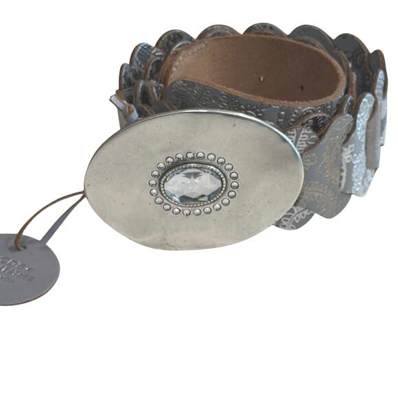 NEW Chicos silver leather embossed belt main image 5